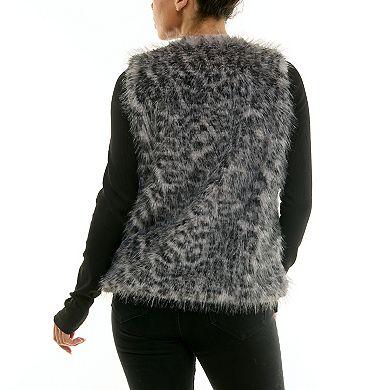 Women's Nina Leonard Leopard Print Faux Fur Vest