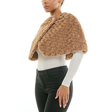 Women's Nina Leonard Wrap Caplet Faux Fur Sweater