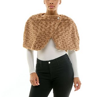Women's Nina Leonard Wrap Caplet Faux Fur Sweater