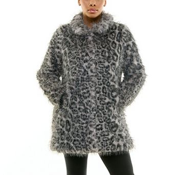 Women's Nina Leonard Horizontal Stripe Faux Fur Jacket