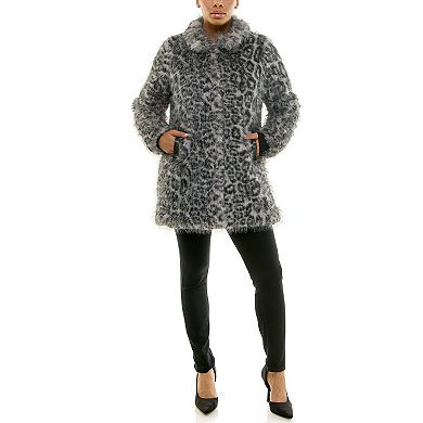 Women's Nina Leonard Horizontal Stripe Faux Fur Jacket