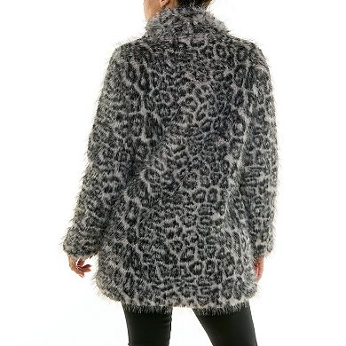 Women's Nina Leonard Horizontal Stripe Faux Fur Jacket