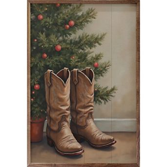Kendrick Home Cowboy Boots By Christmas Tree Wall Art