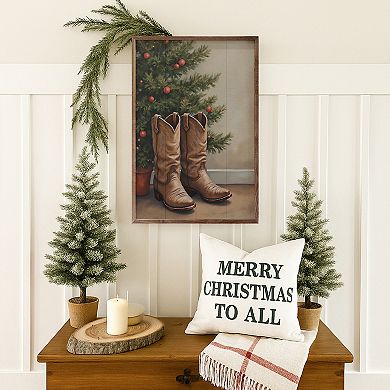 Kendrick Home Cowboy Boots By Christmas Tree Wall Art