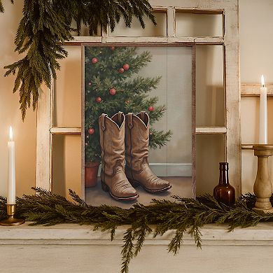 Kendrick Home Cowboy Boots By Christmas Tree Wall Art