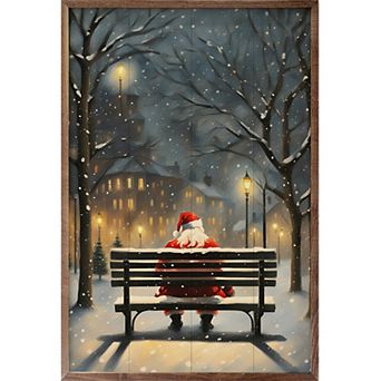 Kendrick Home Santa On A City Bench Wall Art