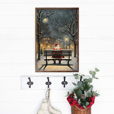 Kendrick Home Santa On A City Bench Wall Art