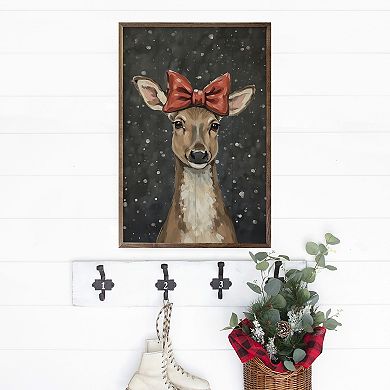 Kendrick Home Reindeer With Red Bow Wall Art
