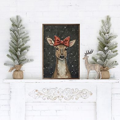 Kendrick Home Reindeer With Red Bow Wall Art