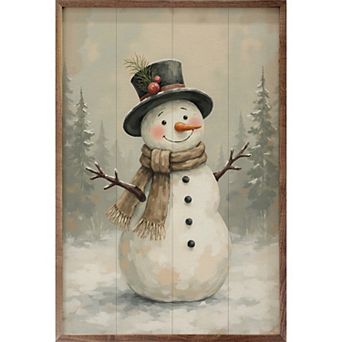 Kendrick Home Snowman With Black Hat Wall Art