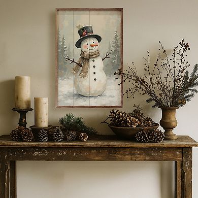 Kendrick Home Snowman With Black Hat Wall Art