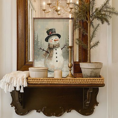 Kendrick Home Snowman With Black Hat Wall Art