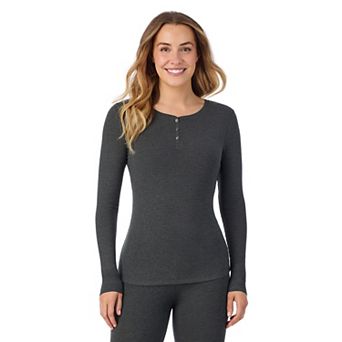 Women's Cuddl Duds® Stretch Rib Long Sleeve Crew Henley Top