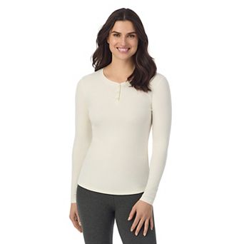 Women's Cuddl Duds® Stretch Rib Long Sleeve Crew Henley Top