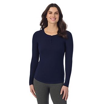 Women's Cuddl Duds® Stretch Rib Long Sleeve Crew Henley Top