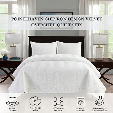 Pointehaven Chevron Design Velvet Quilt Set with Shams