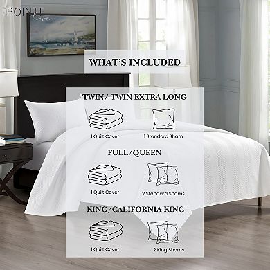Pointehaven Chevron Design Velvet Quilt Set with Shams