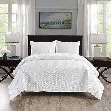 Pointehaven Chevron Design Velvet Quilt Set with Shams