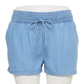 Juniors' Plus Size SO® High Rise Smocked Waist Shorts