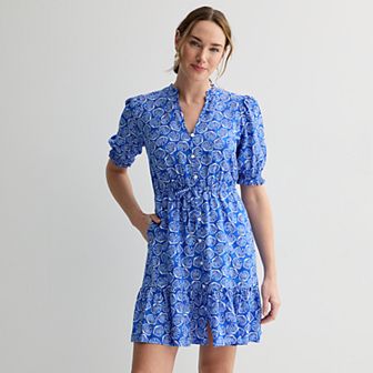 Women's Sonoma Goods For Life® Ruffle Collar Tie Waist Dress