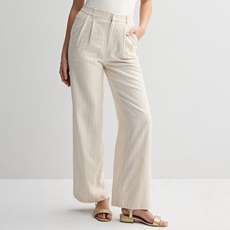 Juniors' SO® Linen Stripe Wide Leg Trousers