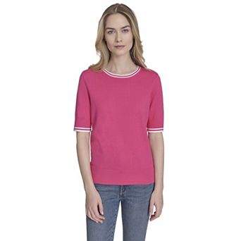 Women's Nautica Short Sleeve Tipped Sweater