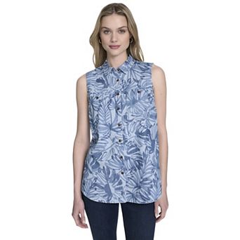 Women's Nautica Solid Sleeveless Button Down Tunic