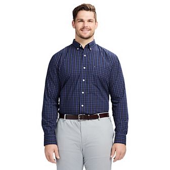 Big & Tall IZOD Performance Long Sleeve Plaid Button Down Shirt