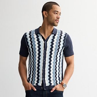 Men's Apt. 9® Short Sleeve Zig Zag Button-Down Shirt