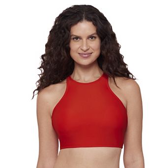 Women's Eco Beach High Neck Strappy Back Longline Bikini Top