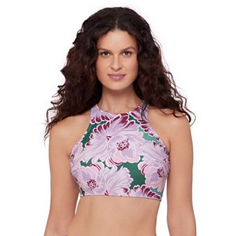 Women's Eco Beach High Neck Strappy Back Longline Bikini Top