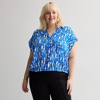 Plus Size Nine West Dolman Surplice Shirt