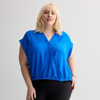 Plus Size Nine West Dolman Surplice Shirt