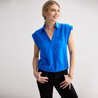 Petite Nine West Dolman Surplice Shirt