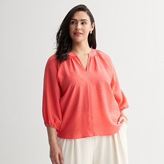 Plus Size Nine West Elbow Sleeve Popover
