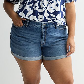 Plus Size Sonoma Goods For Life Curvy Mid-Rise Roll Cuff Shorts