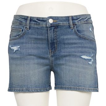 Juniors' Plus Size SO® Low Rise Midi Jean Shorts