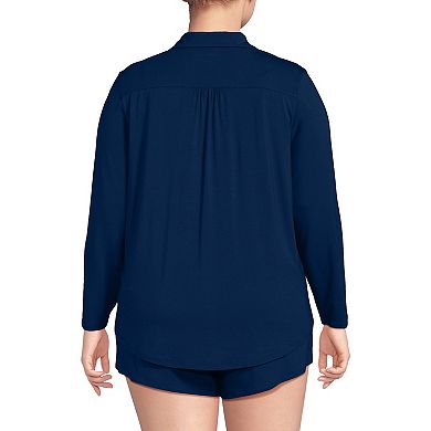 Plus Size Lands' End 3-pc. Pajama Set - Long Sleeve Top, Cami & Pajama Shorts