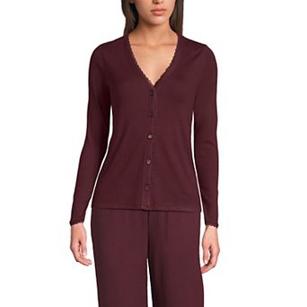 Women's Lands' End Pointelle Long Sleeve Pajama Cardigan