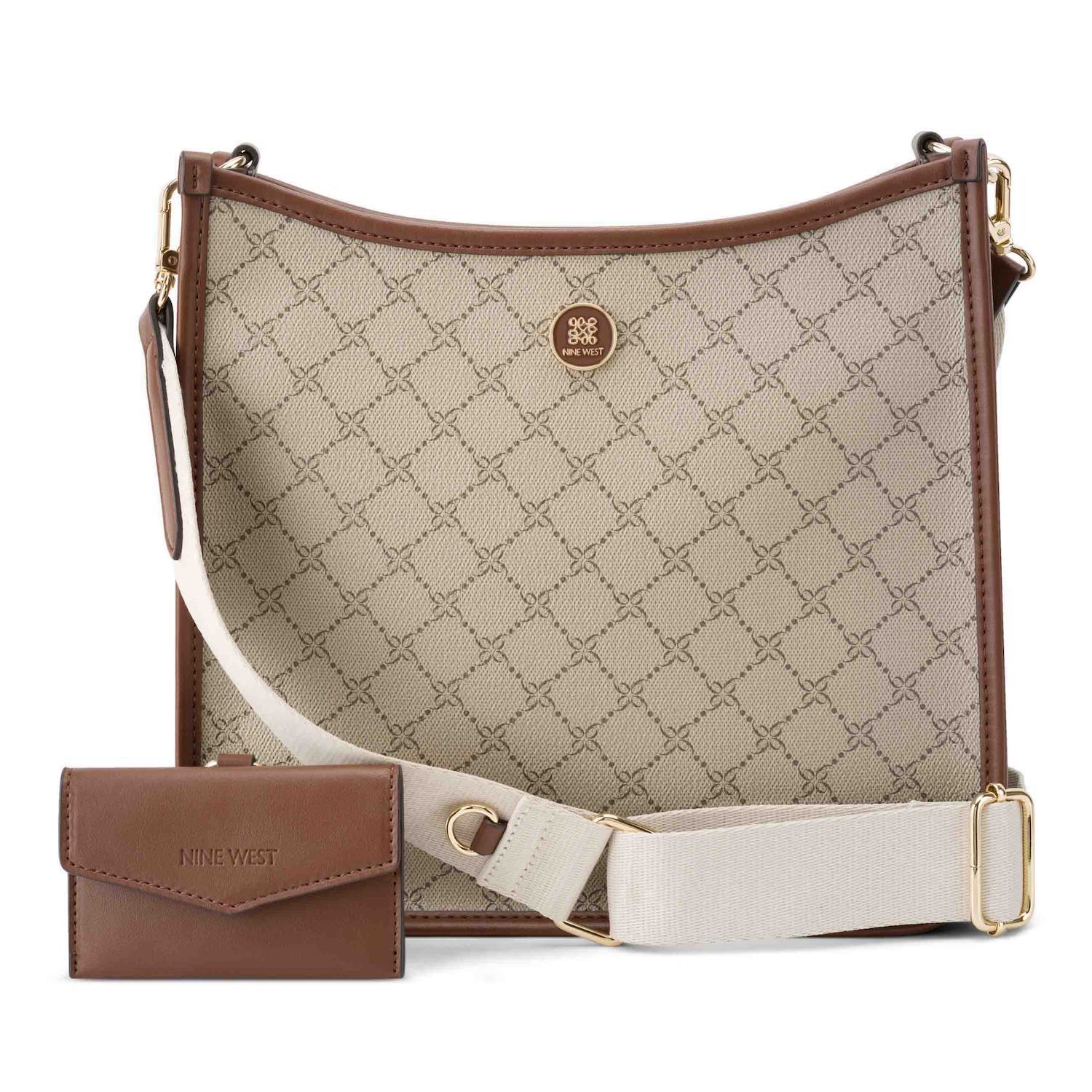 Nine West Nalini Large Crossbody Bag - Beige Logo