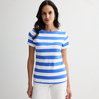 Women's Croft & Barrow® Button Shoulder Tee