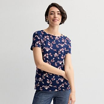 Women's Croft & Barrow® Button Shoulder Tee