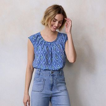 Women's LC Lauren Conrad Pleated Scoopneck Top