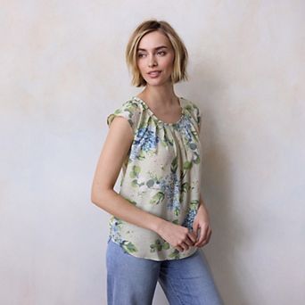 Women's LC Lauren Conrad Pleated Scoopneck Top