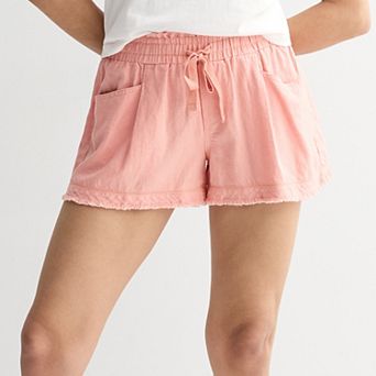 Juniors' Project Indigo Mid Rise Linen Shorts