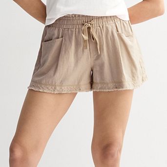 Juniors' Project Indigo Mid Rise Linen Shorts