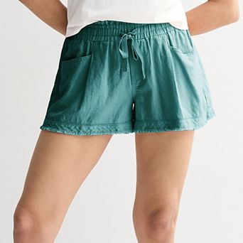 Juniors' Project Indigo Mid Rise Linen Shorts