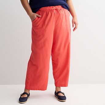 Plus Size Sonoma Goods For Life® Linen Wide Leg Ankle Pants