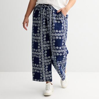 Plus Size Sonoma Goods For Life® Linen Wide Leg Ankle Pants