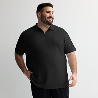 Big & Tall FLX Textured Knit Zipper Polo